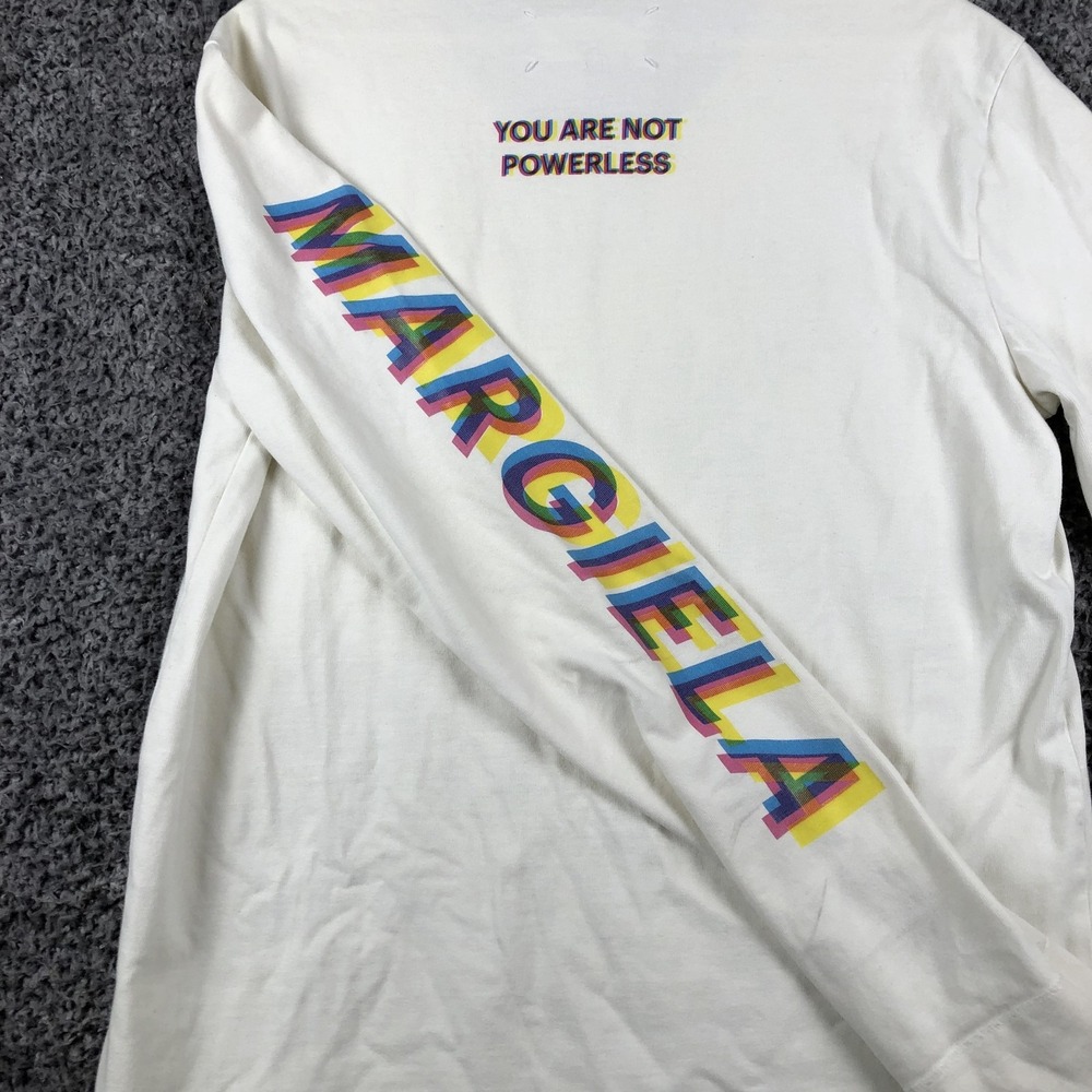 Maison Margiela Shirt Mens EU 48 White Long Sleeve Powerless Graphic Tee Italy